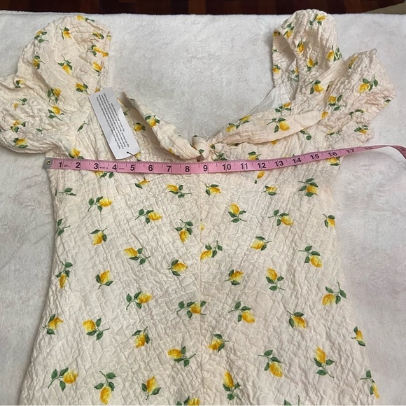 New! Topshop ruched front lemon mini dress textured cloth multi 28284 - Picture 11 of 14